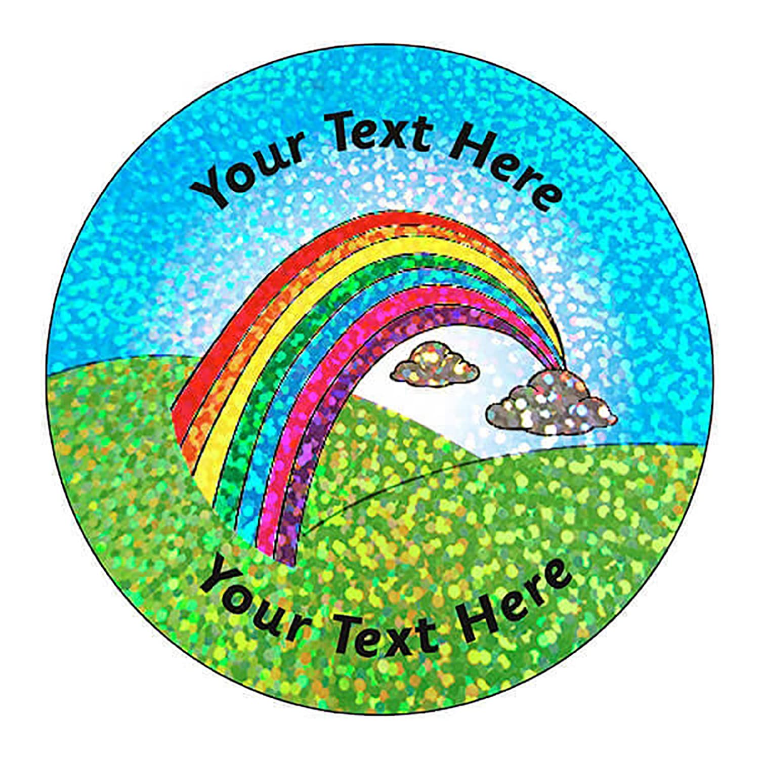 105 Personalised Holographic Sparkly Rainbow Motivational School Praise Teachers Reward Stickers 37mm Primary Teaching Services