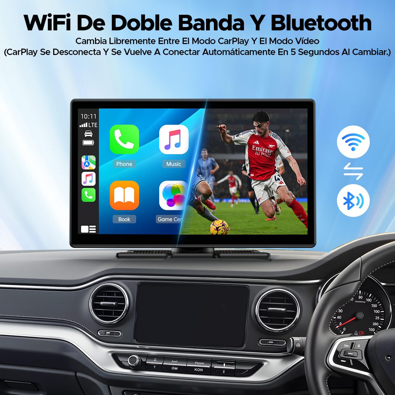 LAMTTO 3 en 1 Net-flix Carplay Android Auto Pantalla Coche con Youtube, Tiktok, Pantalla Táctil 9 pulgadas, Cámara de Respaldo Navegación Asistente de Voz Spotify Bluetooth AUX FM OTA