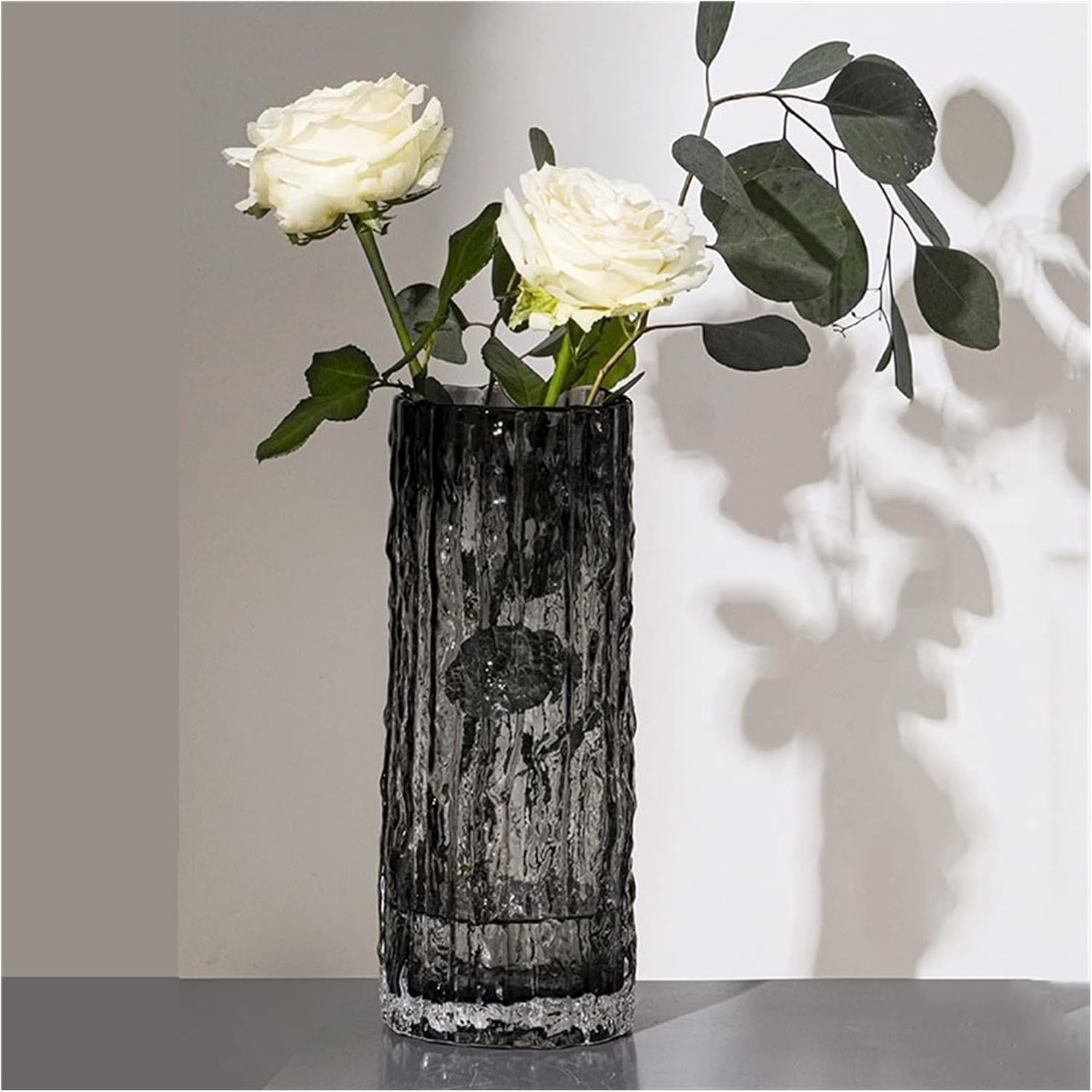 Vase Luxury Frozen Glacie Glass Vase for Fresh Dry Flower Tabletop Ornament Decorative Utensils Terrarium Vase Decoration Home Modern Suitable for dining and living room home decoratio(Small)