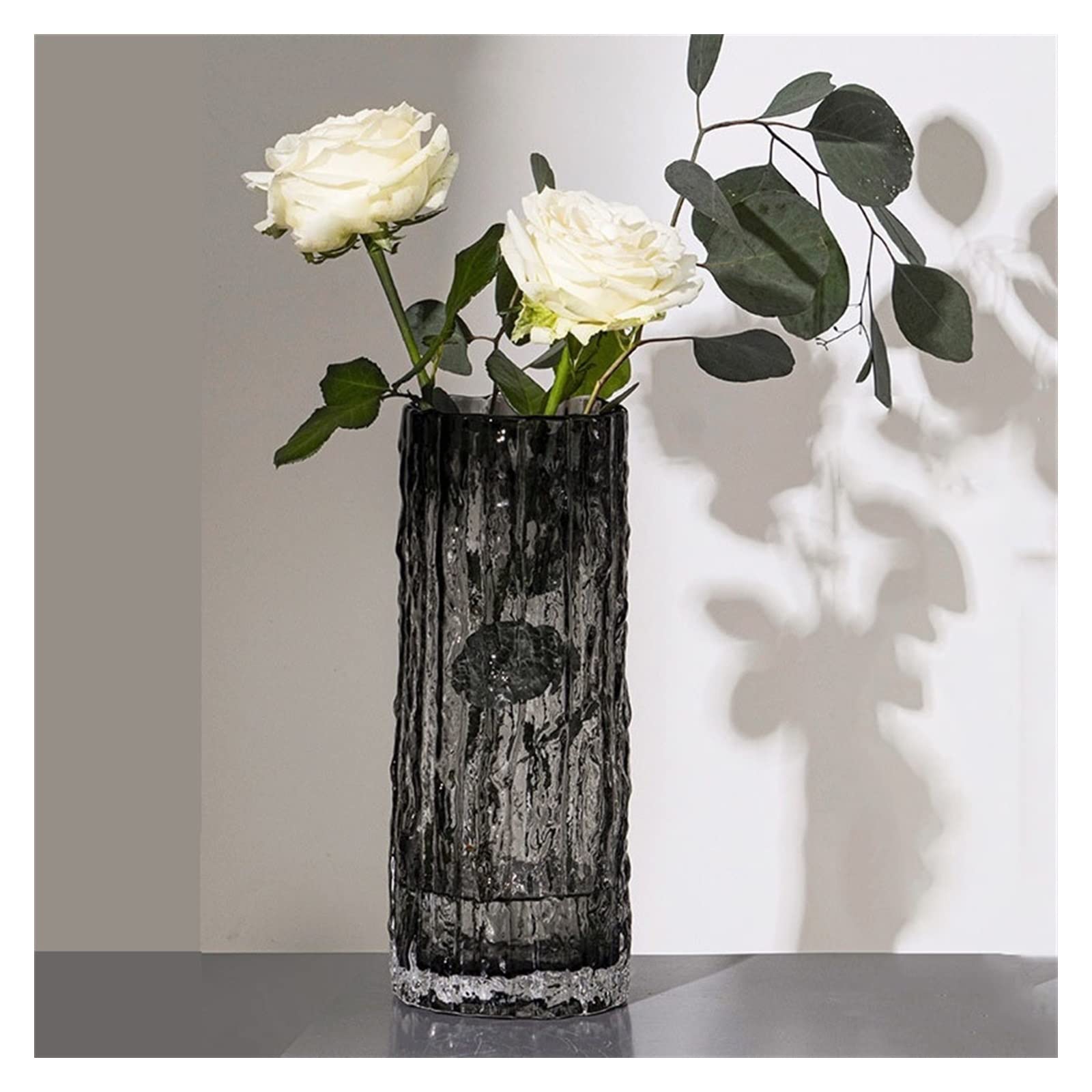 Vase en verre glacé congelé de luxe grand format ornement table