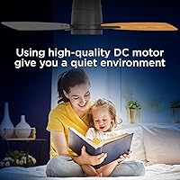 Vista 5 de Ventilador de Techo TALOYA con Luces y Control Remoto de 42 Pulgadas Ventilador Multifuncional Silencioso con Tres Temperaturas de Color y Luz