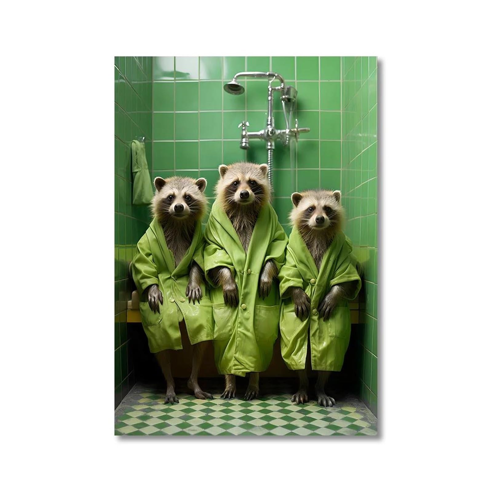 Tableau salle de bain chien et crocodile deco humour sur toile