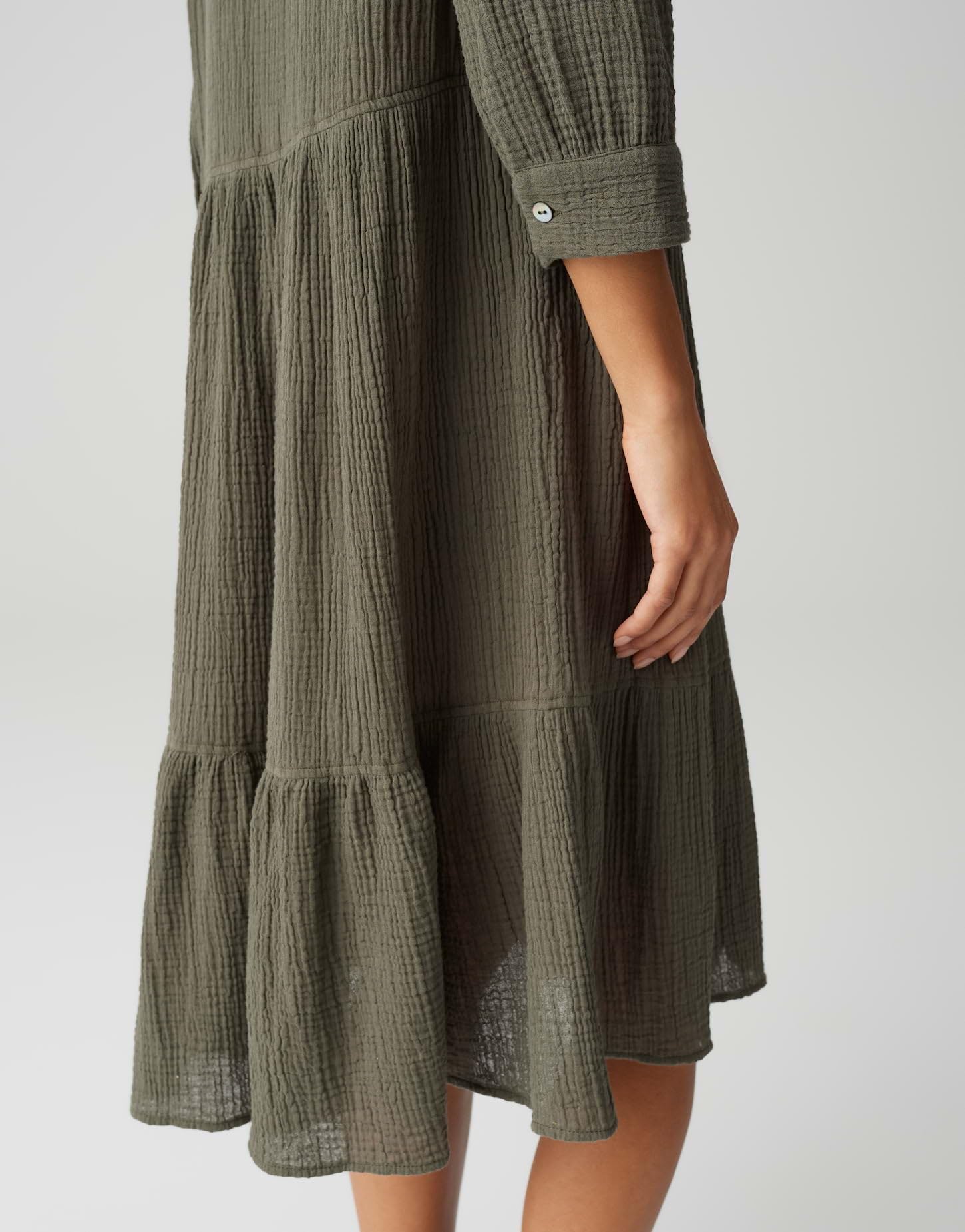 OPUS Damen Minikleid | Volantkleid WOLKA in weich fallender Crash-Optik