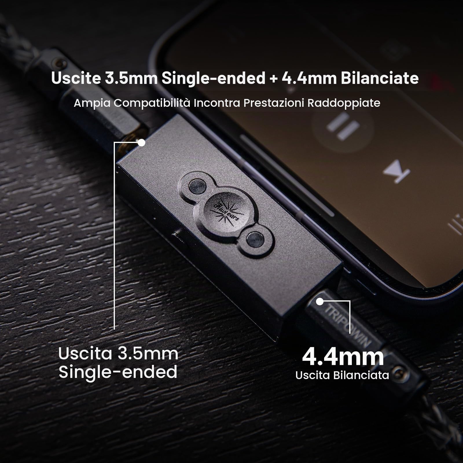 Linsoul Kiwi Ears Allegro Pro DAC/AMP Avanzato per Cuffie IEM, Uscita da USB C a 3,5/4,4 mm Supporta PCM fino a 32bit/384kHz DSD128/DSD64, Doppio Amplificatore ES9603 per Smartphone/PC/Laptop