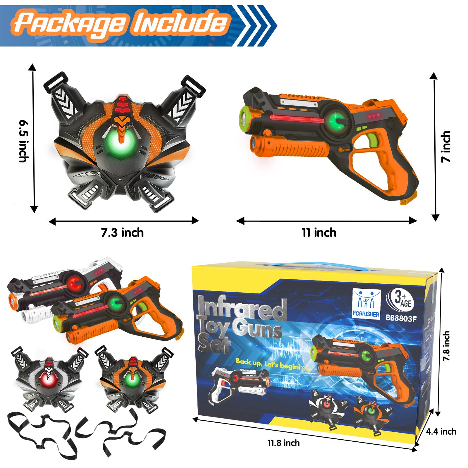 Set di 2 Laser Tag Con Gilet, Pistole Laser Game per Bambini Adolescenti Adulti Divertimento di Gruppo di Famiglia, Giocattoli Laser Tag Set di 2 Giocatori per Ragazzi 6 7 8 9 10 11 12 Anni