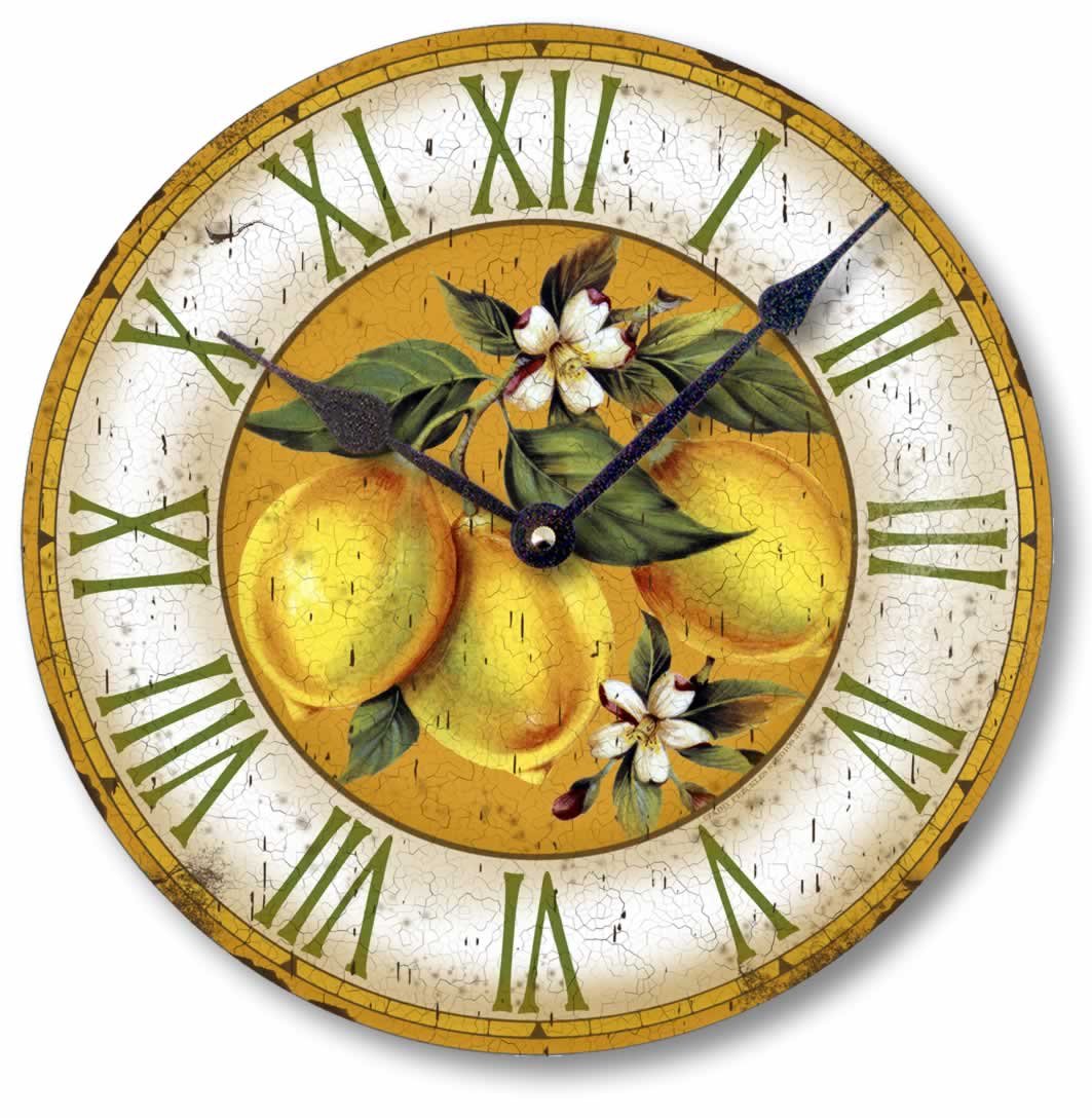 Item C2105 Yellow Lemons Vintage Style Wall Clock (12 Inch Diameter)