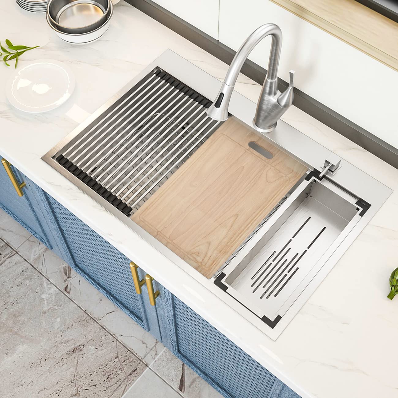 Kitchen Sink Drop in 30 - GhomeG 30x22 inch Workstation 16 Gauge Stainless Steel Topmount Kitchen Sinks Single Bowl Drop In Kitchen Sinks Basin With R10 Round Corners