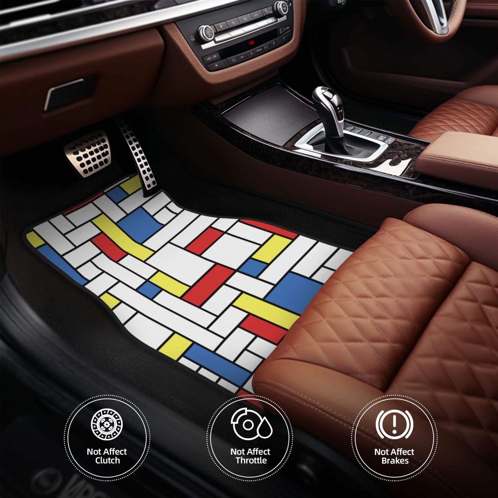 Mondrian-Blöcke, 4er-Set Auto-Fußmatten, Neopren-Fußmatten für Fahrzeuge, rutschfeste Auto-Fußmatten, Autozubehör