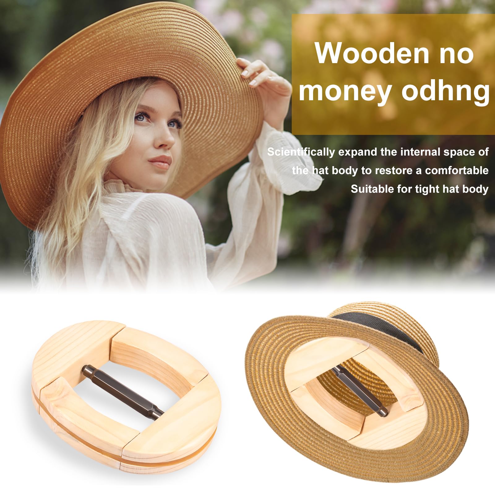 Barella per cappelli in legno a 4 vie per modellare e fissare cappelli in legno massello, strumento per allargare cappelli da baseball estensore per cappelli da baseball cowboy Fedora