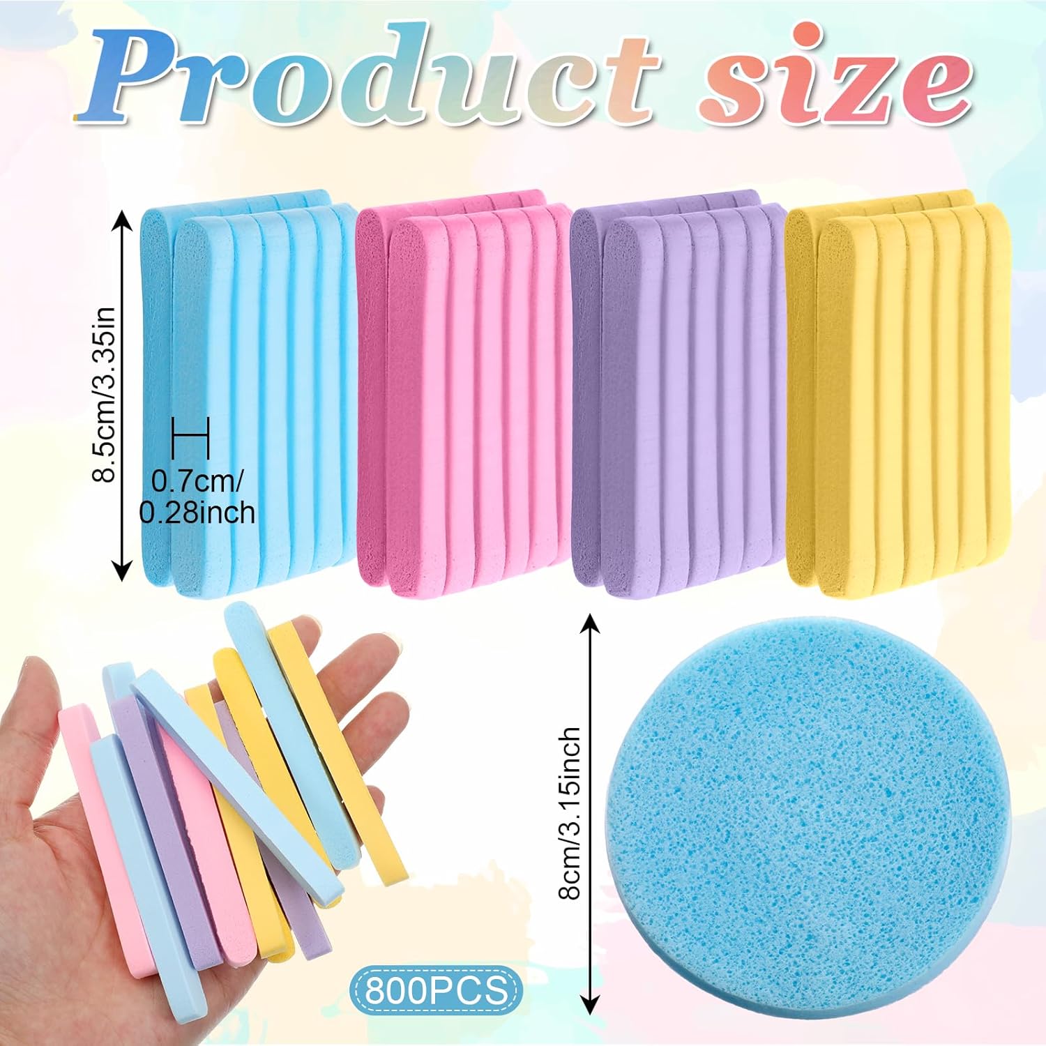 SHENLIU 800 Pieces Facial Sponge Compressed, 4 Colors Professional Round Makeup Removal Sponge Reusable Cleansing Exfoliating PVA Spa Facial Pads for Women Wash Cleansing Makeup - Image 2