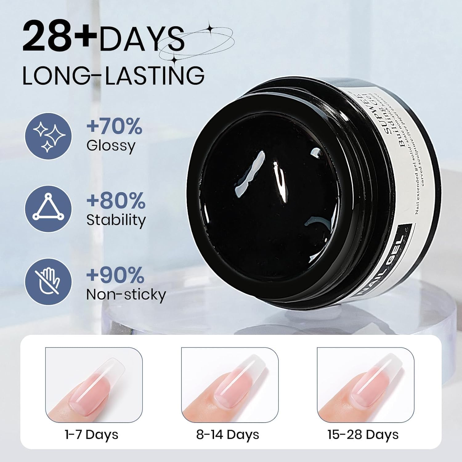 Solid Builder Gel for Nails - 5D Nail Art Gel Clear Non-Stick Hand for Carving Molding Patterns Decoration or Manicure DIY at Home. 2