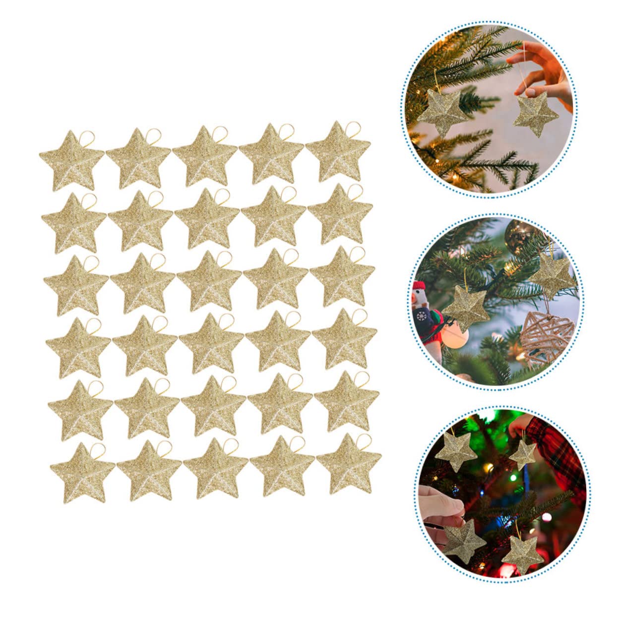 DECHOUS 150pezzi Ciondoli Natalizi Forma Di Stella Glitterata Per Decorazioni Da Appendere Accessori Festivi Per Albero Di Natale e Feste Di Natale