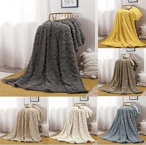 Miniatura 1 de Gecau Mantas súper suaves para niños, manta de franela para cama, color liso, gruesa y acogedora, manta mullida para sofá o dormitorio, manta para