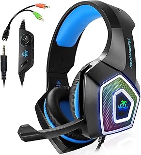 Gaming Headset für PS4 Xbox One PC,Stereo Sound Gaming Kopfhörer mit Mikrofon für Laptop Mac Tablet (Blau)
