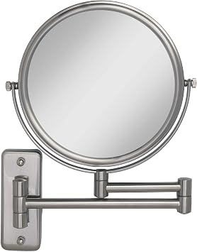 Zadro Two Sided Dual Arm Wall Mount Mirror, Satin Nickel, 5X-1X