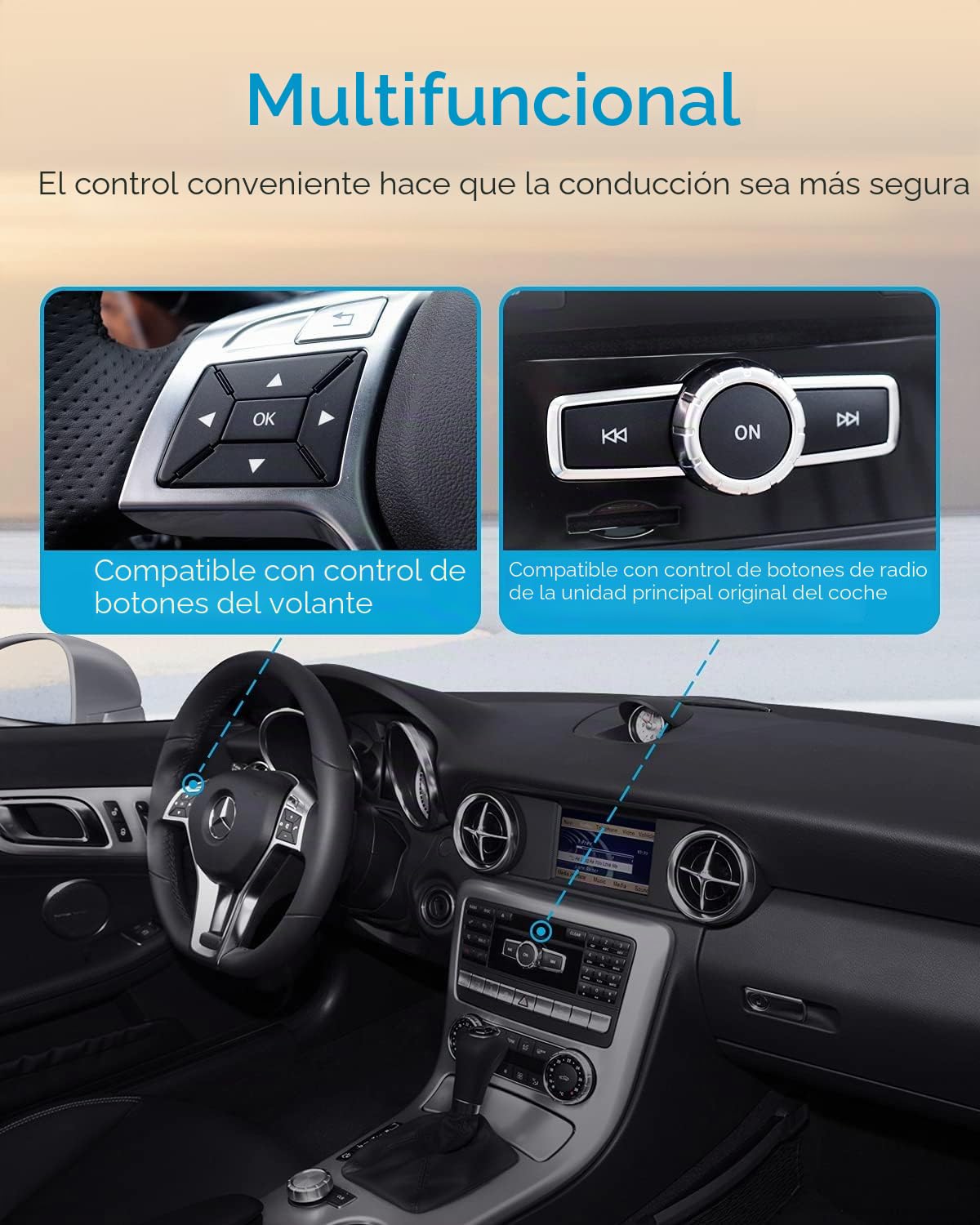 Adaptador de Audio Bluetooth para Coche para Mercedes-Benz 2008-2012 con Puerto AMI, transmisor Bluetooth con Sonido aptX-HD y Cable AMI