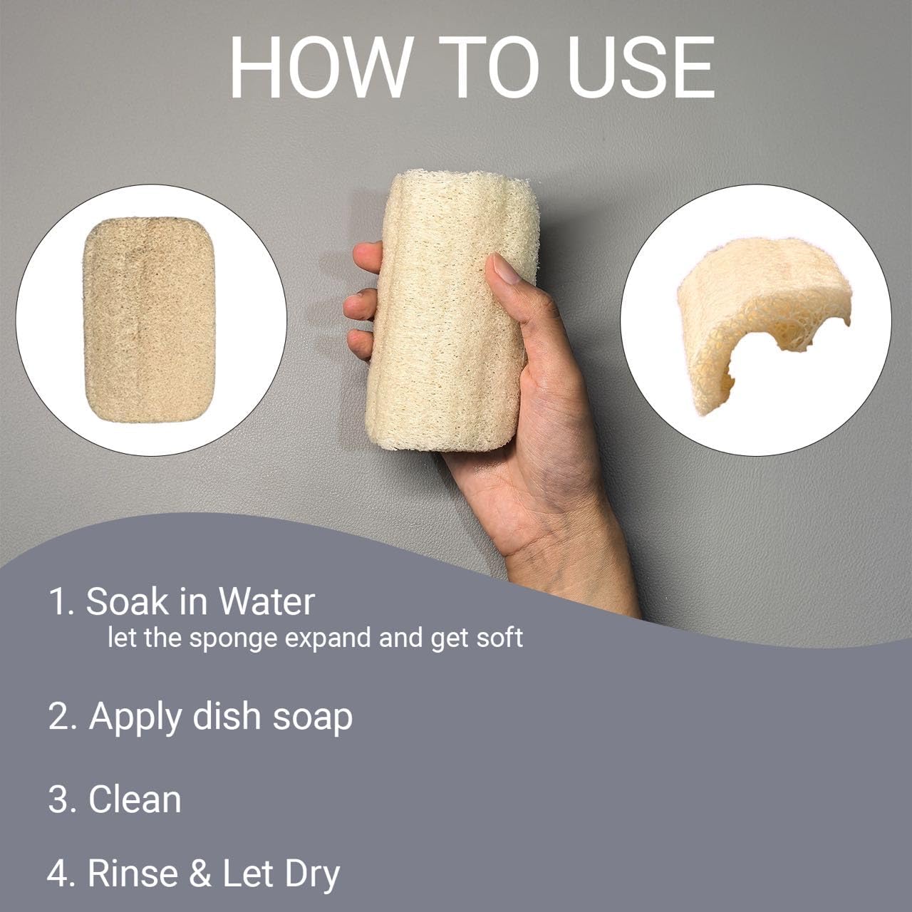 Natural Loofah Dish Sponge 10 Pack, Plant-Based Kitchen Scrubber for Dishes, Pots & Pans, Eco-Friendly Biodegradable Cleaning Sponge image 2