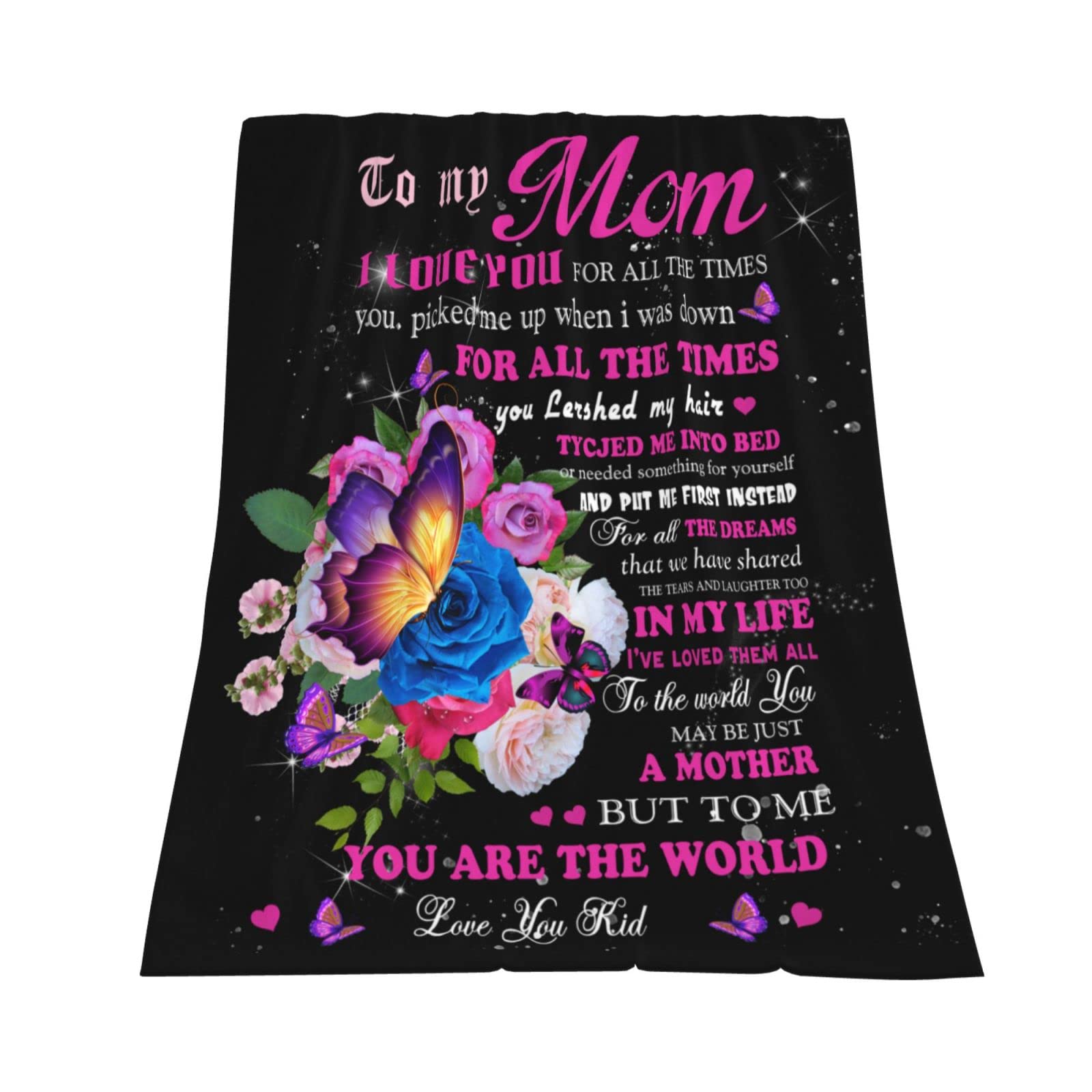 Coperta In Pile Con Scritta 'Love Letter To My Mom' – Frange Con Pon-pon, 50x60 Cm, Morbida E Leggera - 3