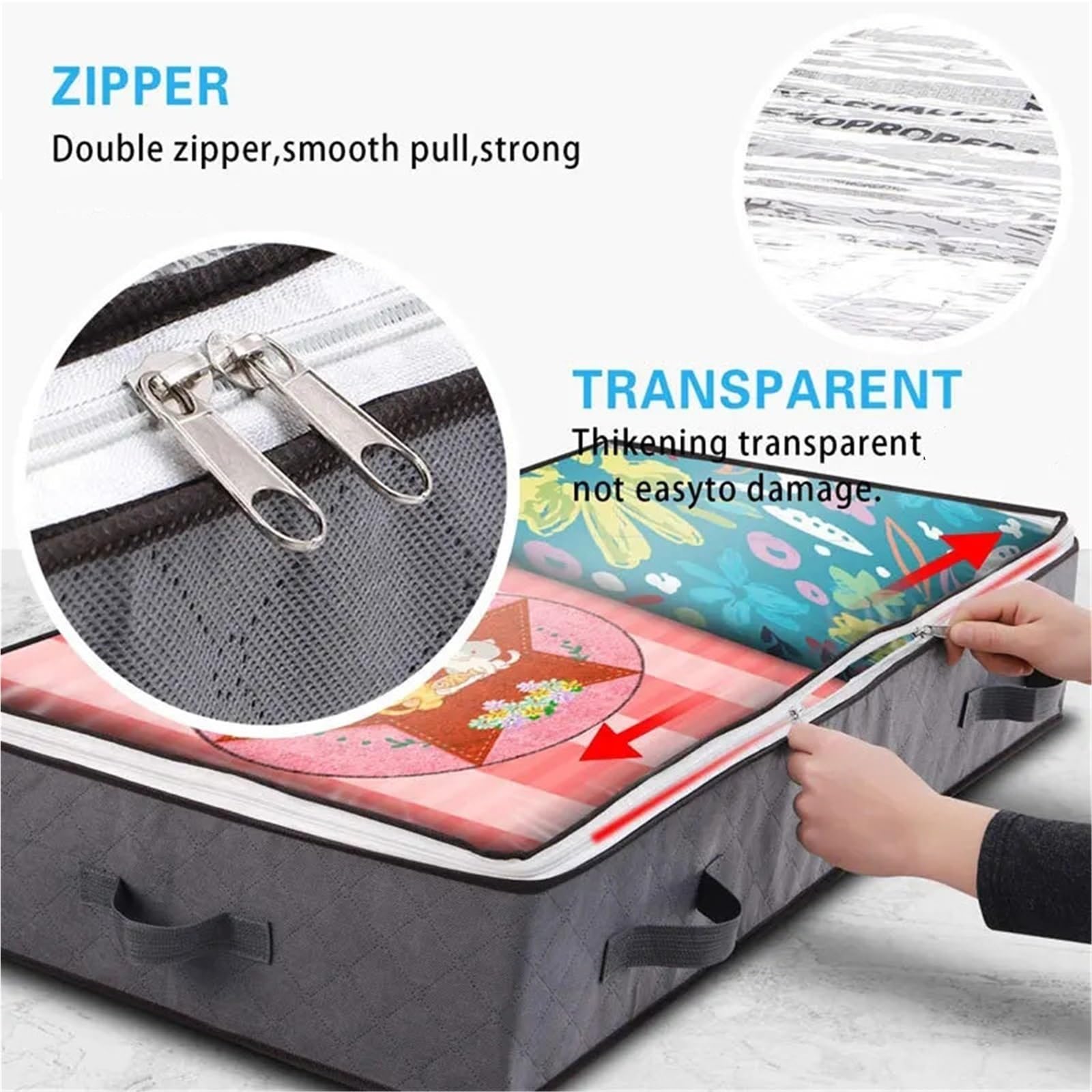 Organizador Debajo De La Cama Bolsa Plegable for Debajo de la Cama, Manta, Organizador de Ropa, Bolsa de Almacenamiento con Cremallera Transpirable for Dormitorio, 2 uds. para Ropa(Black)