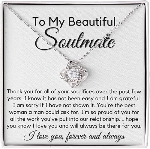 to My Soulmate Love Knot Necklace - My Lovely Wife, Gifts for Girlfriend, Romantic Gifts for Her from Husband to Wife, Valentine's Day, for Wife BS1