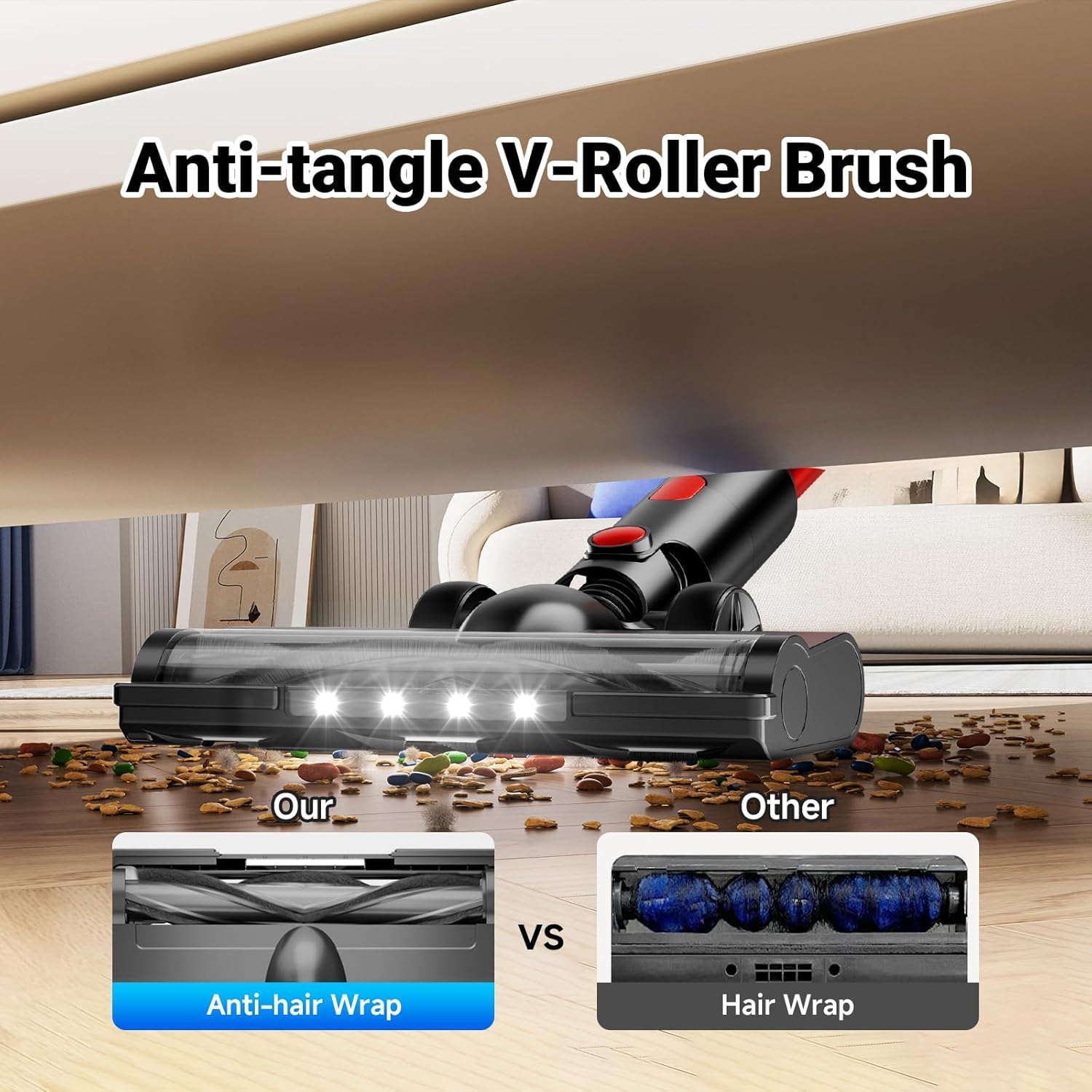 Cordless Vacuum Cleaner for Home, 8-in-1 Lightweight Stick Vacuum with 45Mins Runtime, Powerful Suction, Anti-Tangle, Rechargeable Cordless Vacuum for Hardwood Floor Carpet Pet Hair, N501