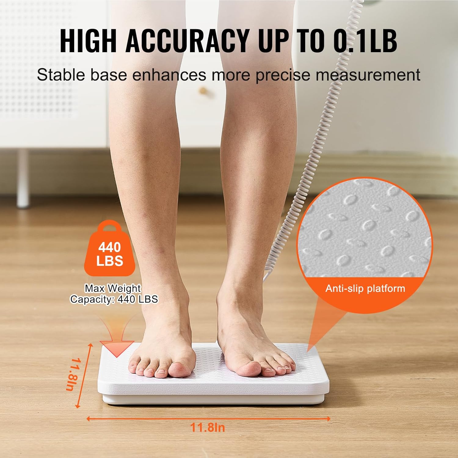 VEVOR Portable Medical Scale, Professional Physician Scale for Weighing - with Anti-Slip Platform, 2 Units, Hold & Tare Function, Digital Physician Weight Scale for Gym Home Hospital, 440LBS Capacity