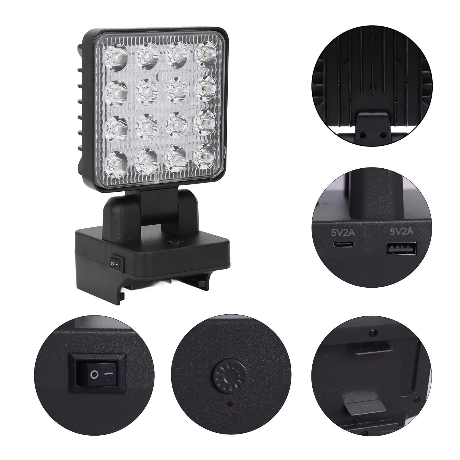 CHICIRIS Cordless LED Work Light Adjustable 330° Rotatable for Work Sites
