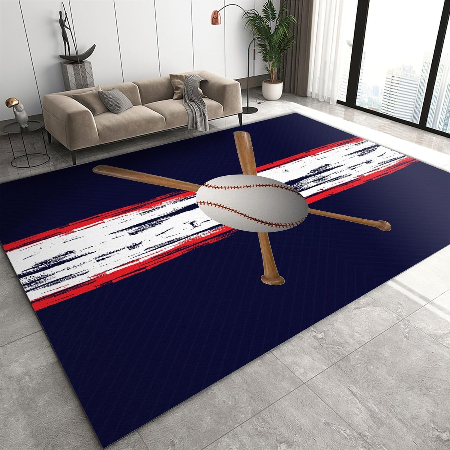 Tapis de salon baseball antidérapant fini les glissades tapis doux 100x200 cm