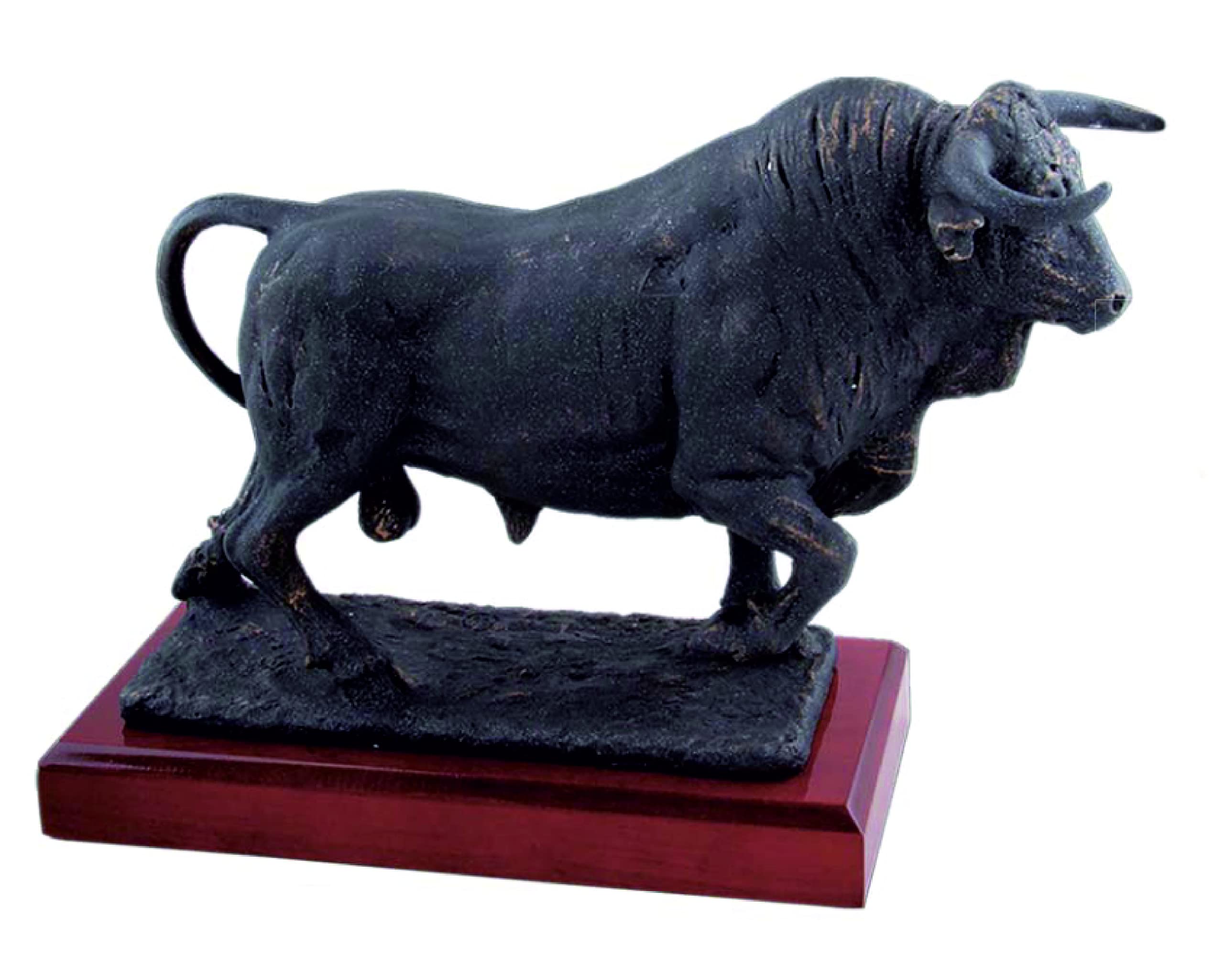 Trofeo toro bravo de lidia con dedicatoria grabada, escultura elegante de alta calidad
