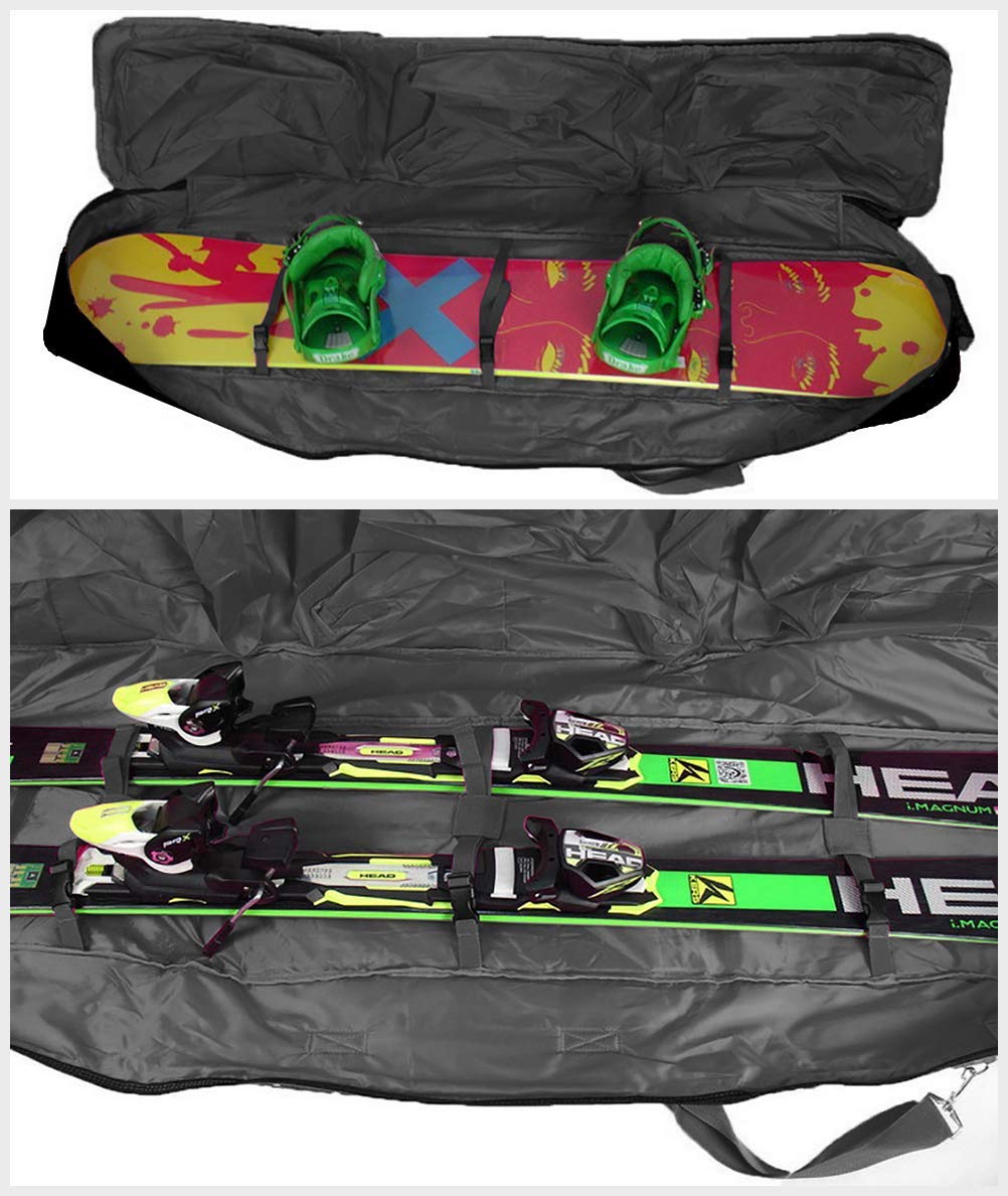 Podwójna torba na narty, walizka z kółkami, 2 w 1 wyściełana deska snowboardowa z kółkami, torba podróżna na pojedynczy snowboard i kozaki