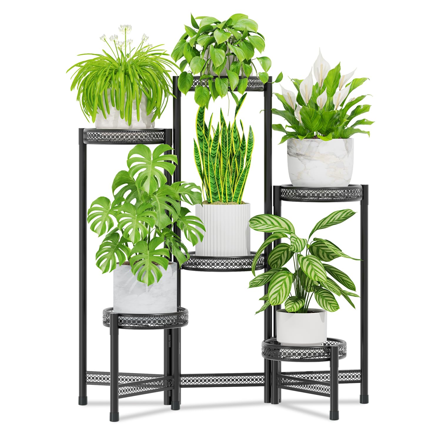 iDavosic.ly Metall Pflanzenständer Blumentopfständer, Mehrstöckig Pflanzenregal Blumenregal Pflanzentreppen für Zimmerecke, Wohnzimmer, Balkon, Terrasse