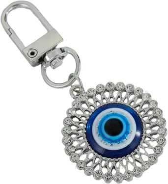 Auspicious Evil Eye Clip Keychain | Good Luck Bag Charm | Protection Gift for Women Including Drawstring Pouch