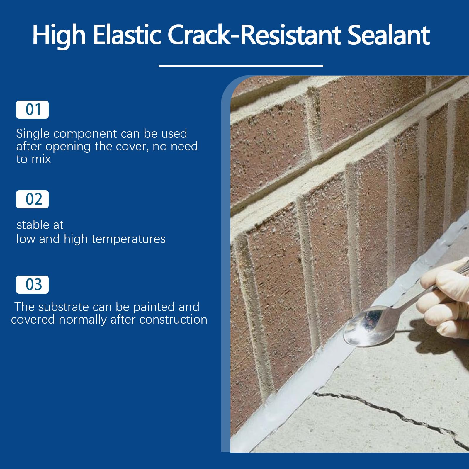 Mastic de réparation de fissures pour béton imperméable et autonivelant, mastic ciment haute élasticité, mastic anti-fissuration imperméable et haute élasticité, adhésif de réparation haute (6PCS)
