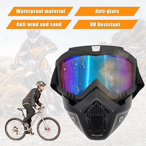 Miniatura 6 de Gafas de Motocicleta, Gafas de Casco de Dirt Bike Resistentes al Viento con Máscara Facial Removible, Accesorios de Motocicleta (Colorido)