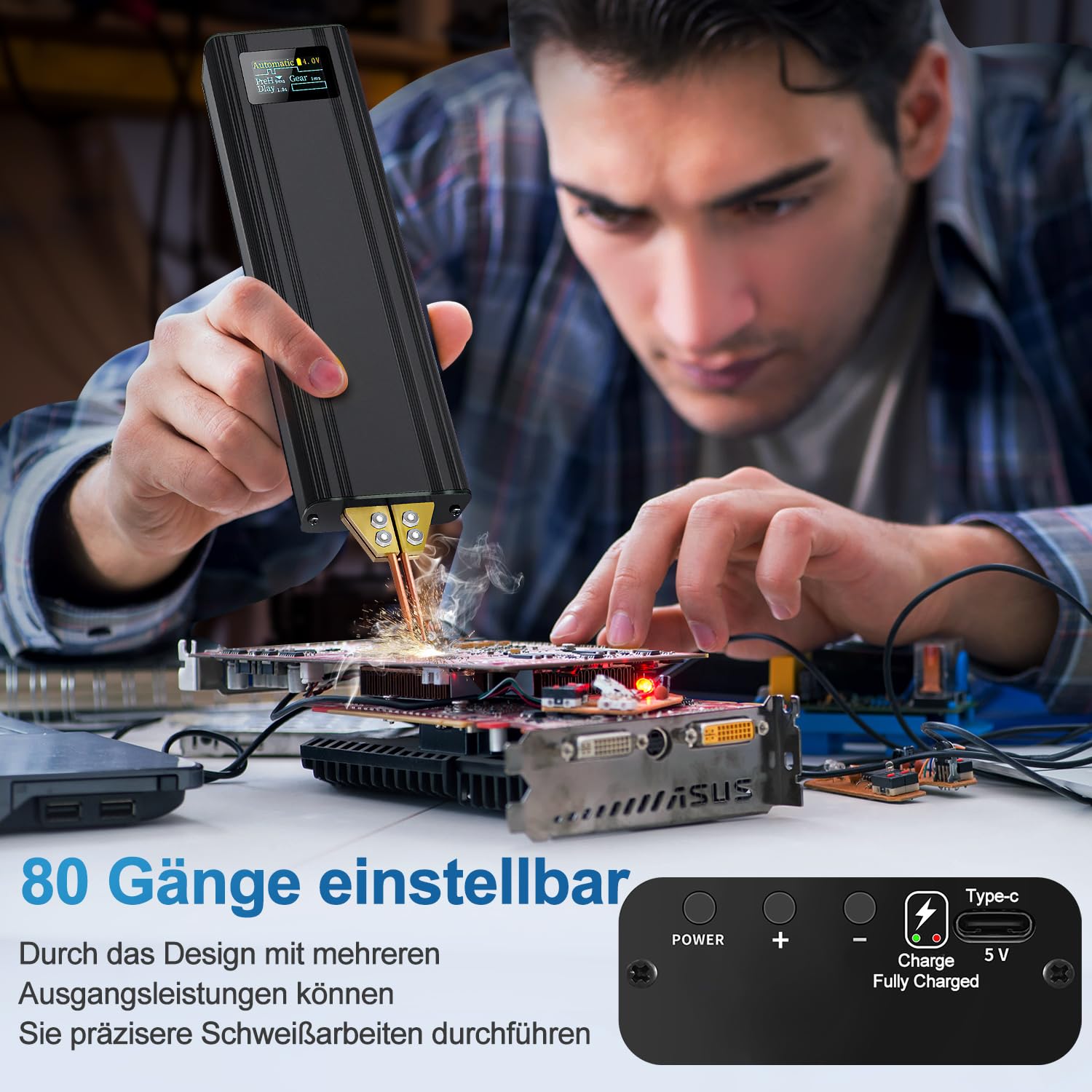 Accupuntlassen met automatische en handmatige modi, 99 instelbare