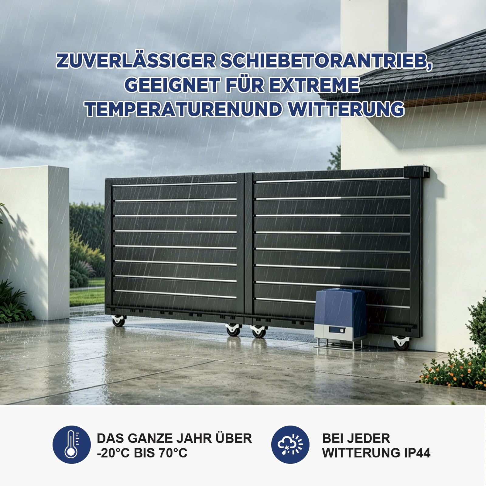 Schiebetorantrieb Set für Tore bis 600 kg und 12 m Länge mit Smart WiFi Infrarotsensor 2 Fernbedienungen inkl. 4m Nylonzahnstangen Garagentorantrieb Toröffner Hoftorantrieb