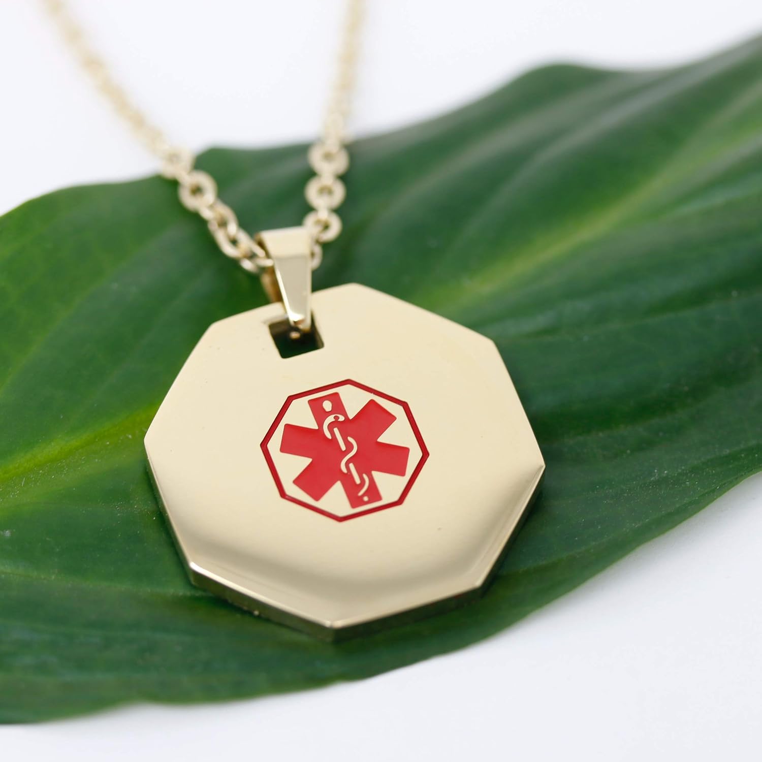 Medical Alert Womens Mens Necklace with Pendant - Custom Engraving for Diabetes Warfarin Dialysis Stroke Pacemakers