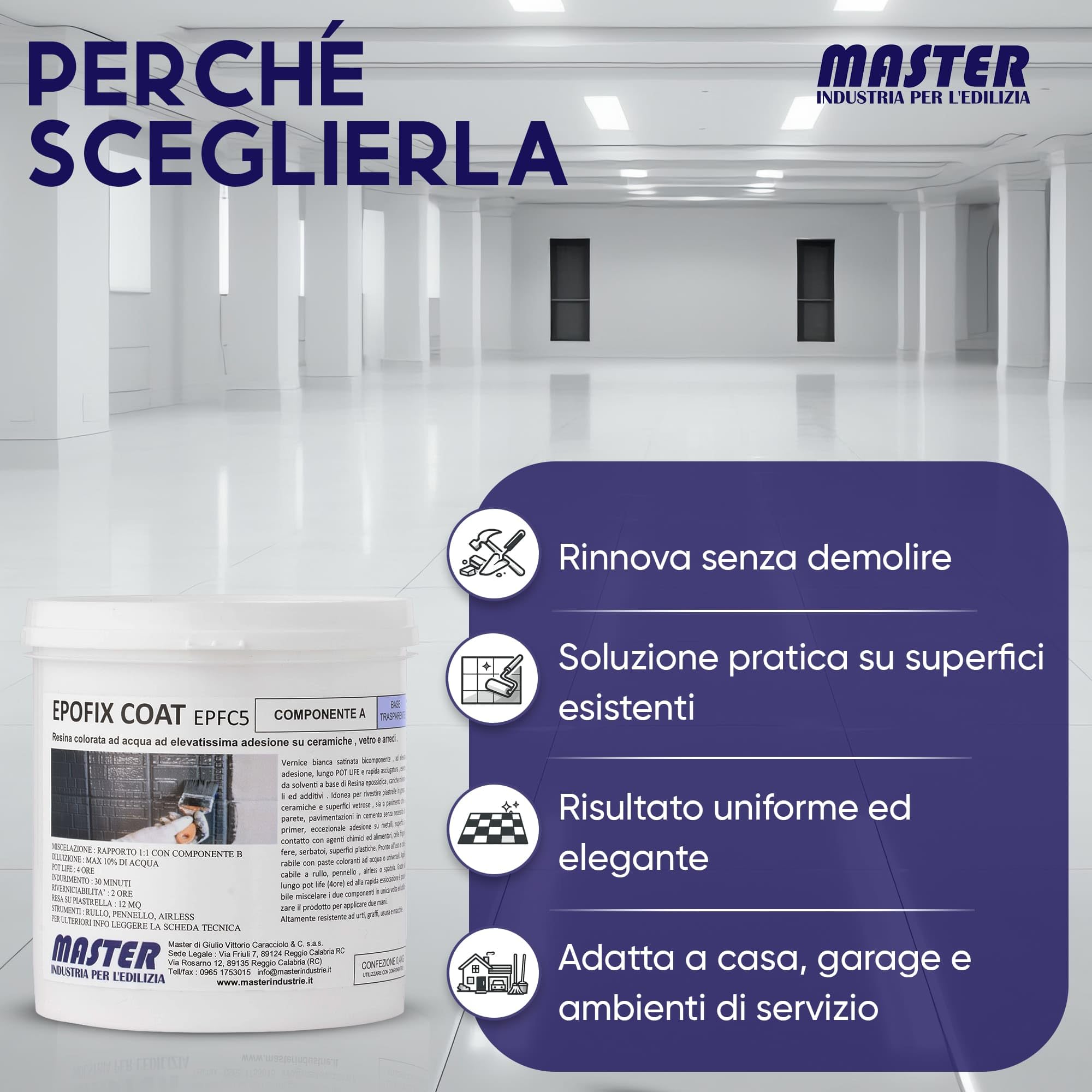 Résine époxy pour sols intérieurs et extérieurs | Peinture carrelage salle de bain cuisine ciment garage | Jusqu'à 12 m² par couche