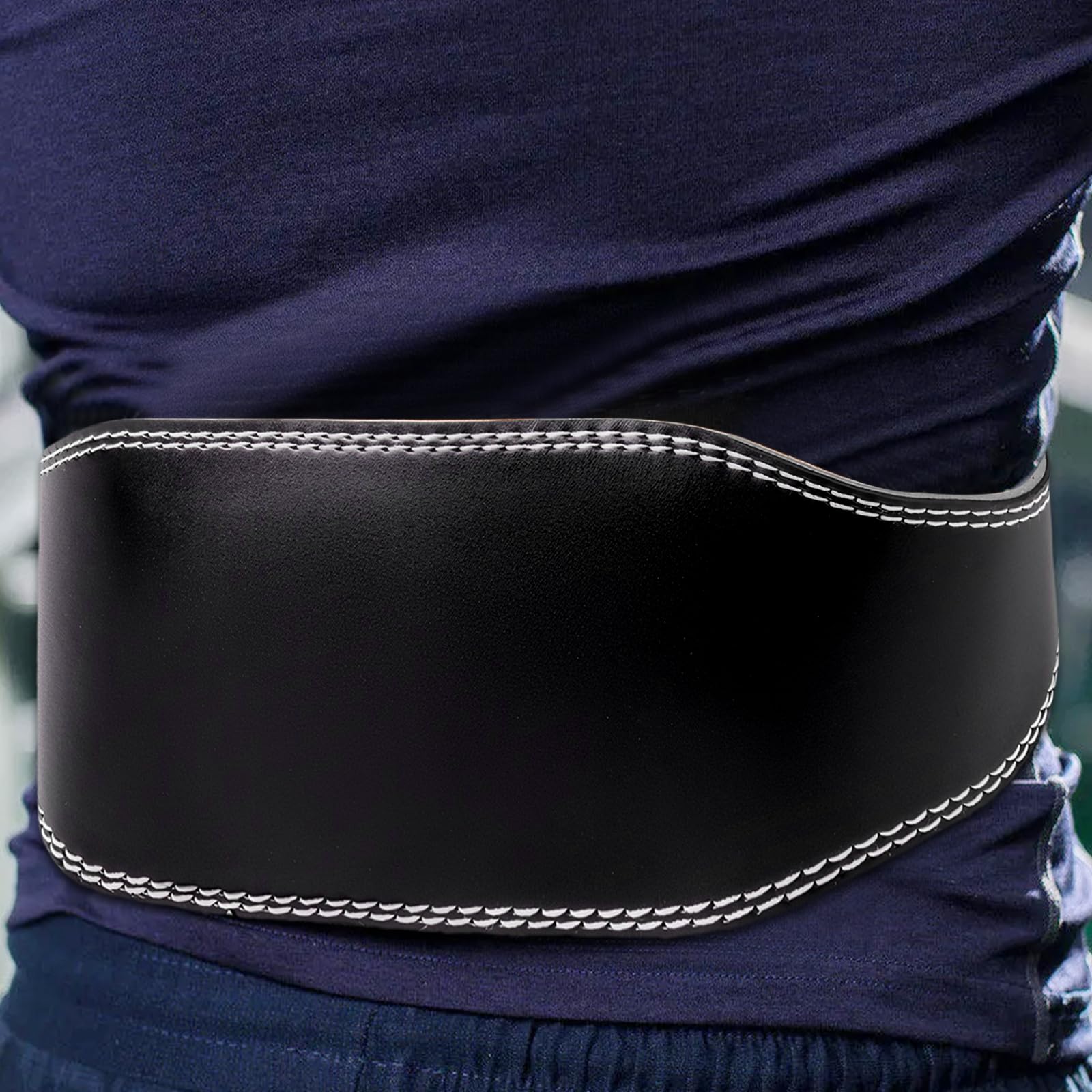 Cinturón de Levantamiento de Pesas, Cinturon Lumbar Gimnasio en Cuero, 10 cm de Ancho, Ajustable con Doble Hebilla, Soporte Lumbar Acolchado, para Halterofilia Powerlifting Fitness Hombre y Mujer