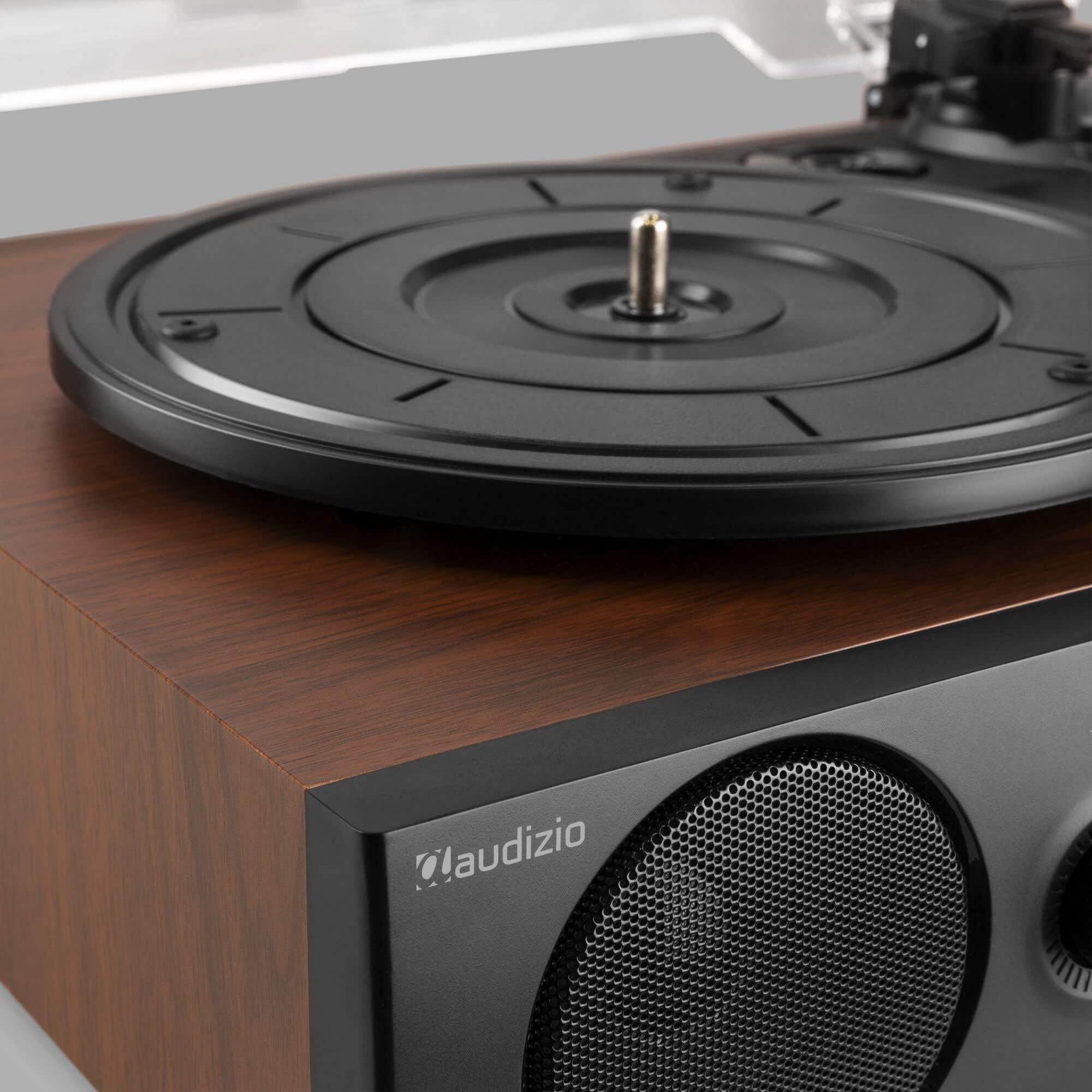 Audizio Tulsa - Sistema estéreo con Tocadiscos Bluetooth 5.0, sintonizador FM, Radio Dab, función de grabación, Tocadiscos con Altavoces, giradiscos, USB, SD, AUX, RCA, Modo Alarma, diseño de Madera