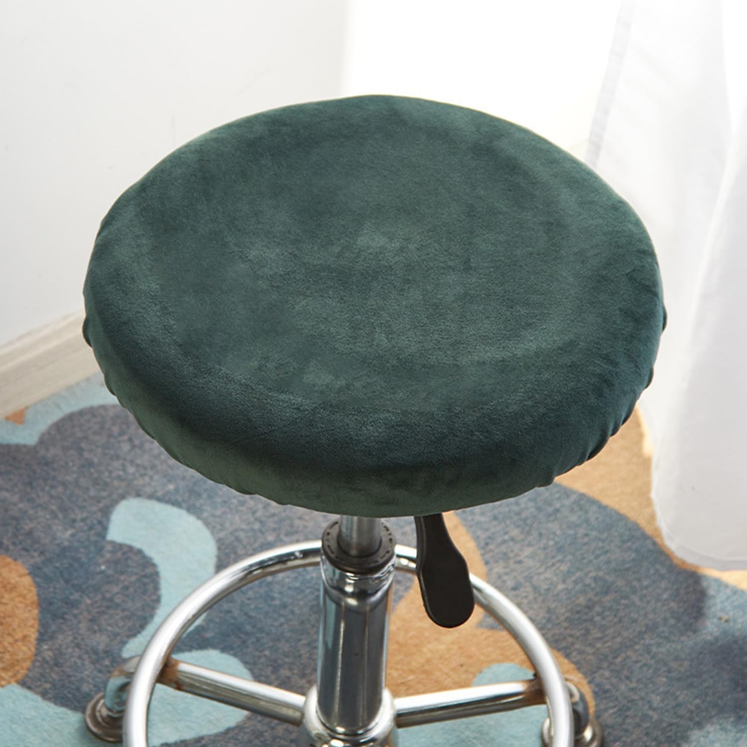 Green,2pcs, Stool Cover Round 2/4Pcs Seat Cushion Slipcovers Round Stool Slipcover Bar Stool Cover with Elastic Band Round Chair Cover for Home Office Restaurant Hotel Washable