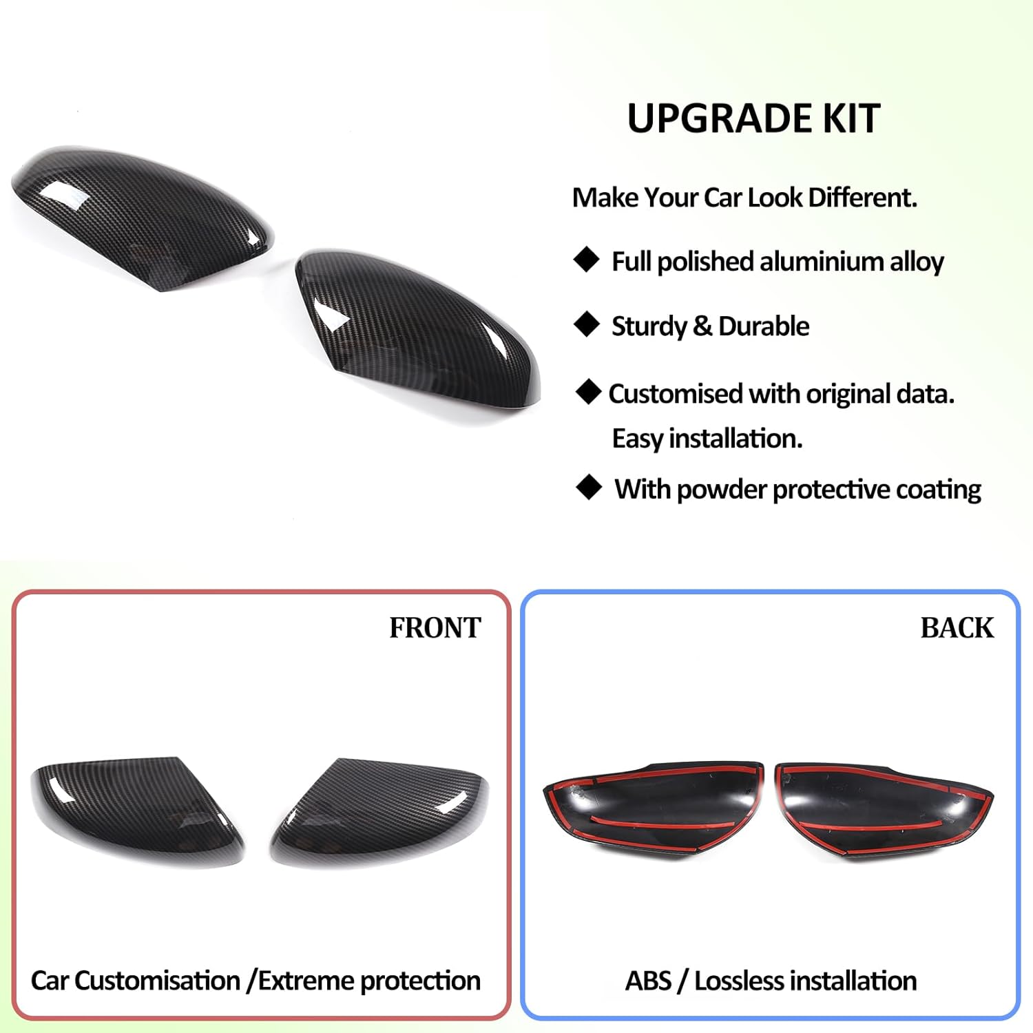 Side Rearview Mirror Cover Trim for Honda Pilot 2016-2022/ Ridgeline 2020-2023/ Passport 2019-2023, Exterior Rear View Mirror Cover Caps Guard Shell, Side Door Wing Mirrors Cap Housing (Carbon Fiber)