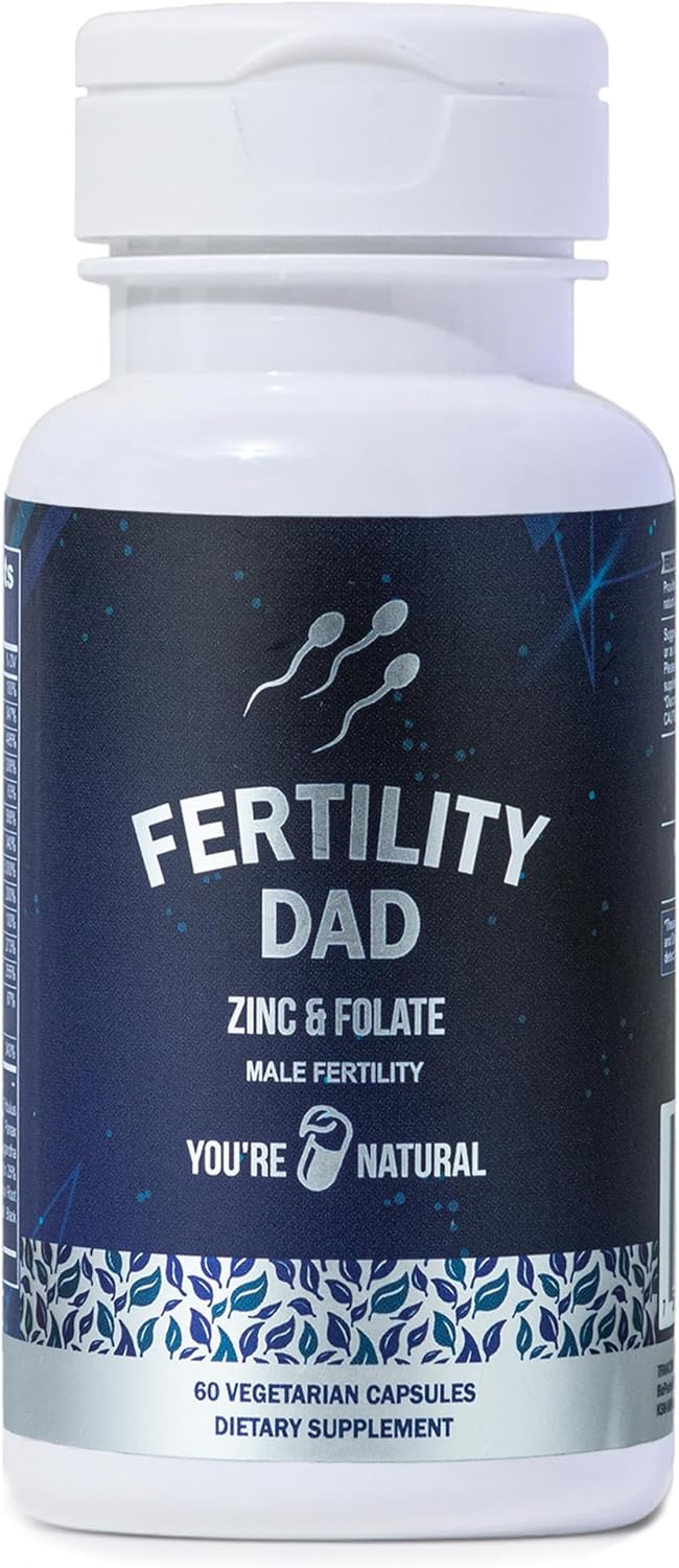 YOU&amp;#39;RE NATURAL Male Fertility Vitamins, Optimal Sperm Count, Motility, and Strength, Ashwagandha, Folic Acid 800 mcg, Magnesium, Maca Root, L-carnitine, Vitamin C, E, D3, Zinc | 30 Day Supply