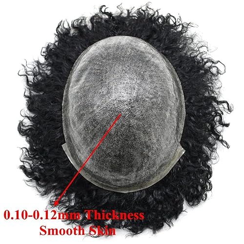 Miniatura 6 de Afro Toupee - Sistema de cabello para hombres negros de 8 x 10 pulgadas, peluca afro de piel completa inyectada para hombres negros, unidades de