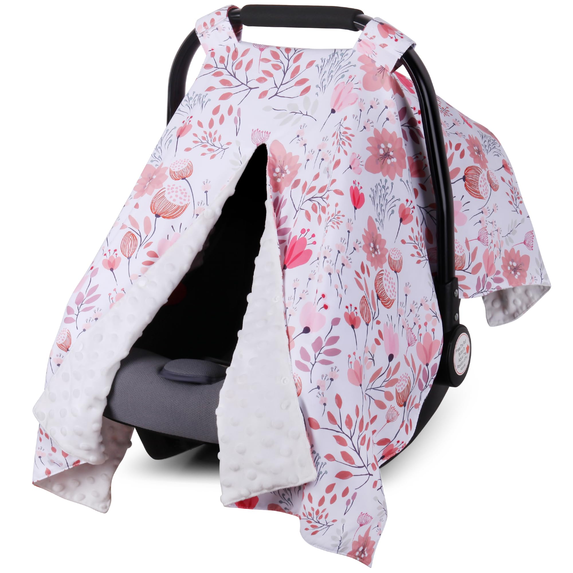Rquite Car Seat Cover Baby, Carseat Covers Baby Girl, Minky Infant Car Seat Cover Winter, Peekaboo Opening Car Seat Canopy, Multi-use Baby Carrier,