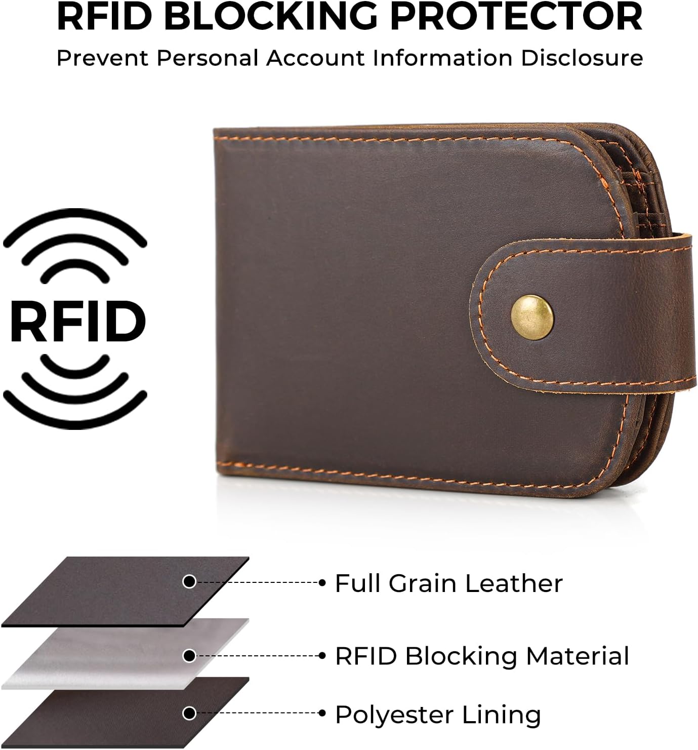 Polare Slim Curve Front Pocket RFID Blocking Italian Real Leather Bifold Wallet for Men - Image 5