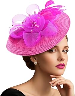 Sponsored You’re seeing this ad based on the product’s relevance to your search query.Learn more about this advertisement DRESHOW Mesh Women's Flower with Pearl Feather Fascinators Hat on a Headband and a Forked Clip Cocktail Tea Party Headpiece for Girls & Women Noble Kentucky Hat