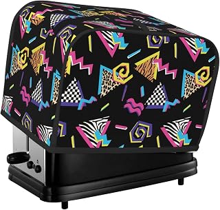 80s 90s Memphis 2 Slice Toaster Cover, Waterproof Toaster Dust Cover Bread Maker Protective For Small Kitchen Appliance Dining Room Home Table Decor Gifts