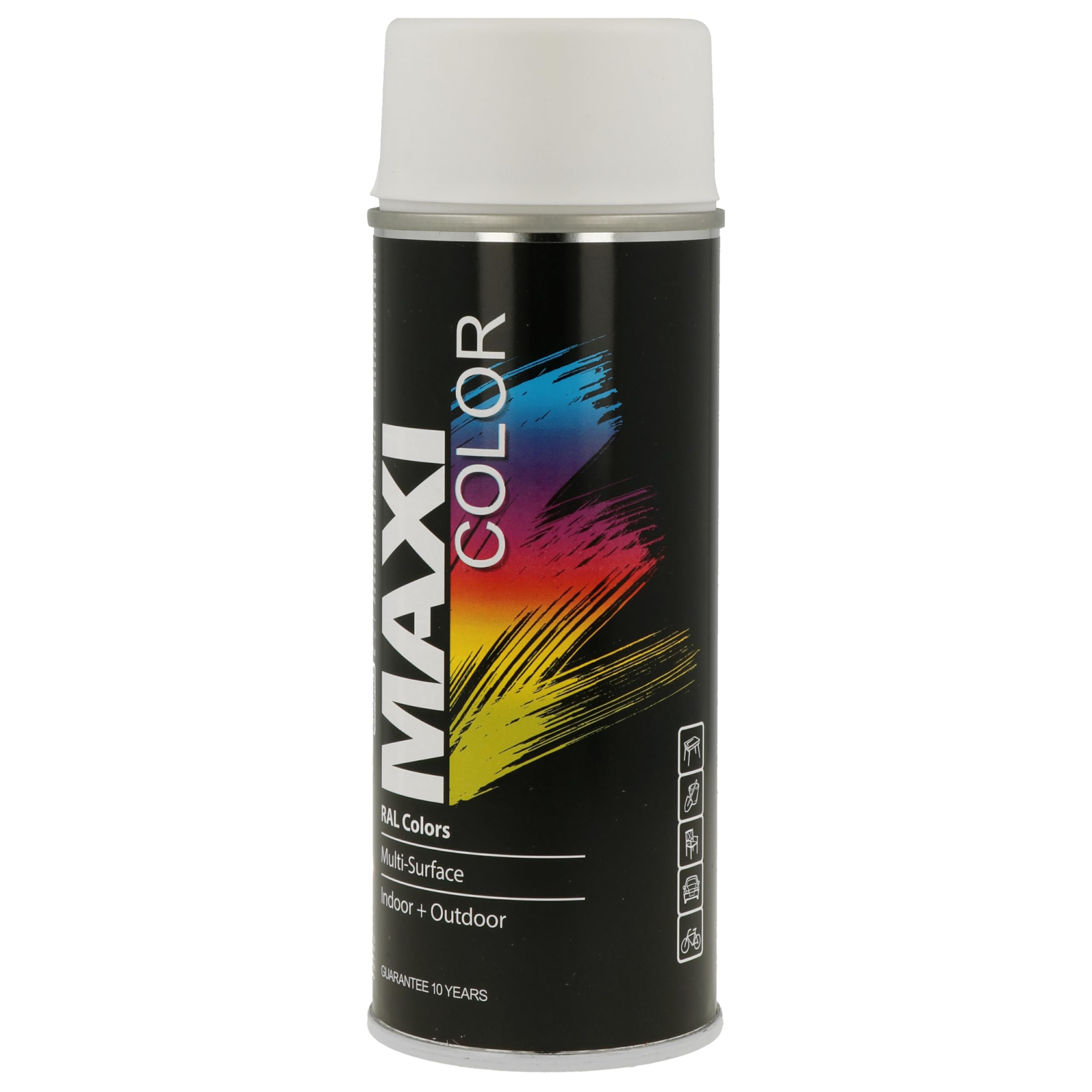 MAXICOLOR Gloss Brilliant White Ral 9016 Spray Paint Fast Drying Wood 400ml