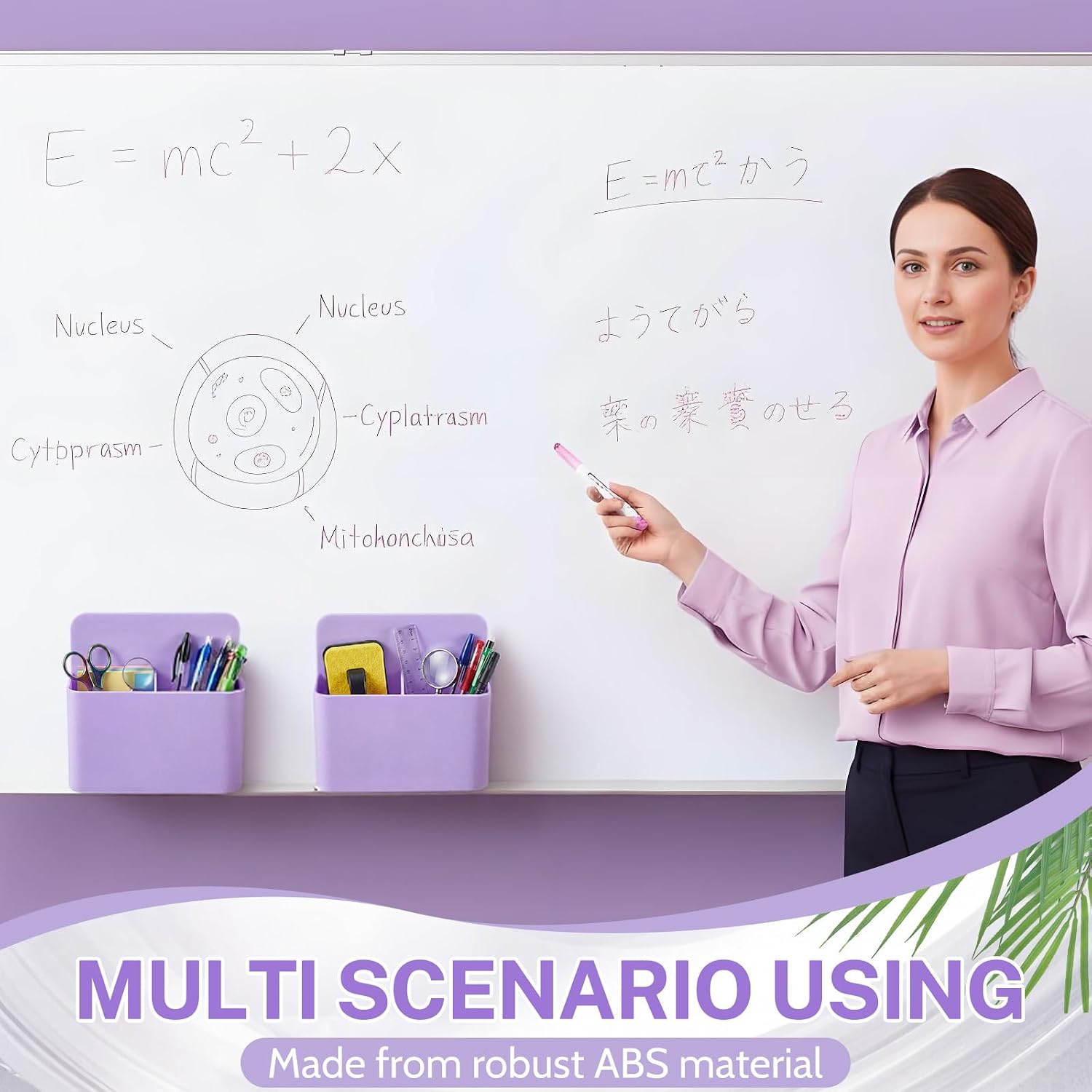 2 Pcs Magnetic Dry Erase Marker Holders for Whiteboard,Purple image 5